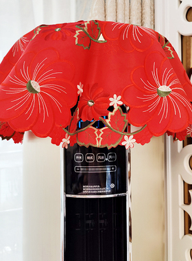 红色圆柱形客厅立式空调盖布艺刺绣喜庆柜机空调罩柜式结婚防尘罩