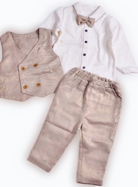 外贸韩国absorba春秋男童装马甲绅士三件套装小礼服婚礼可拍照