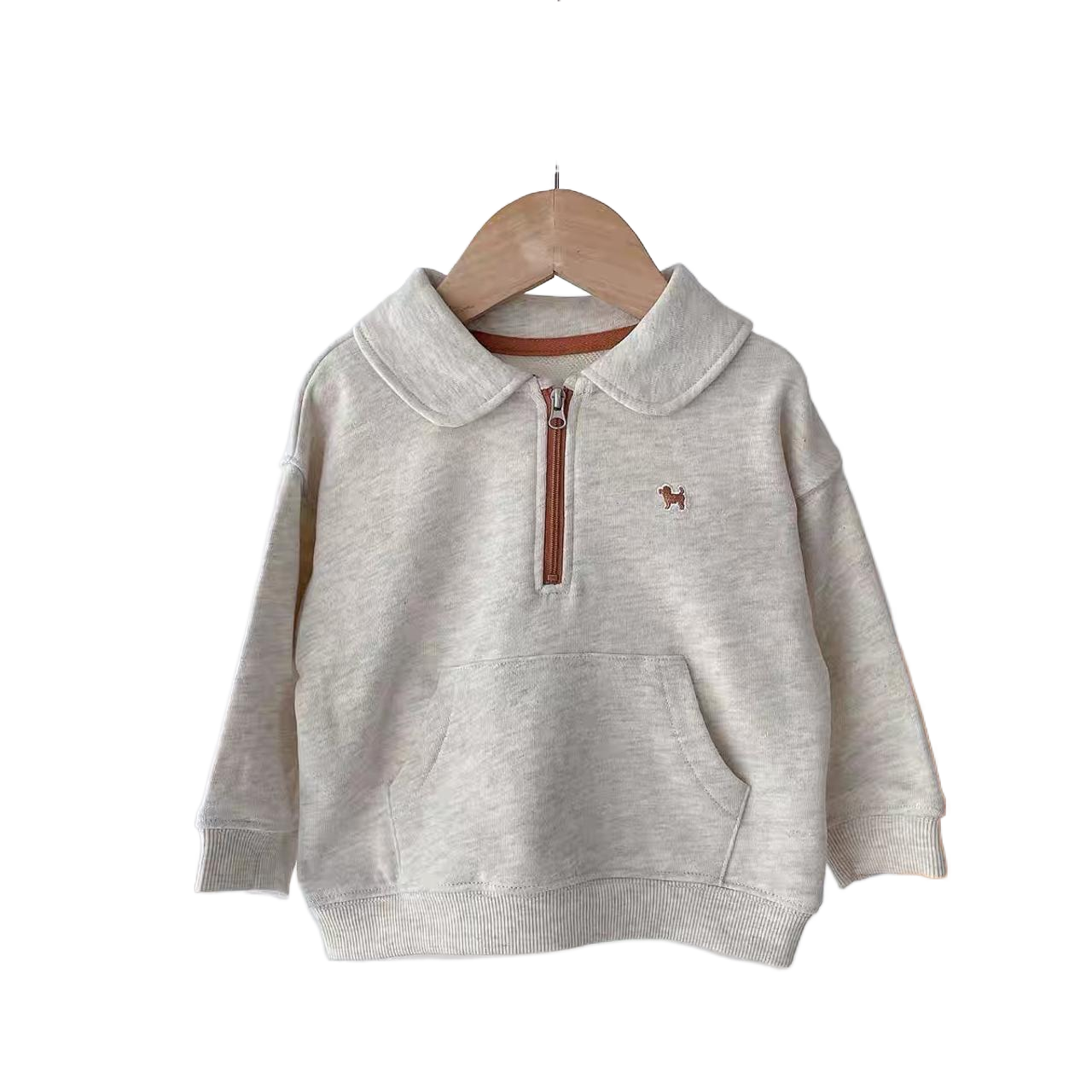 打折@蓝狗尾 春秋款韩版男童女童毛圈长袖拉链卫衣卫裤儿童套装