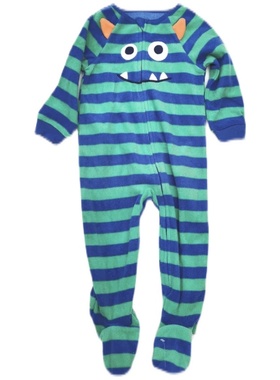 打折@absorba春秋款儿童包脚连体衣拉链爬爬服男童女童摇粒绒衣