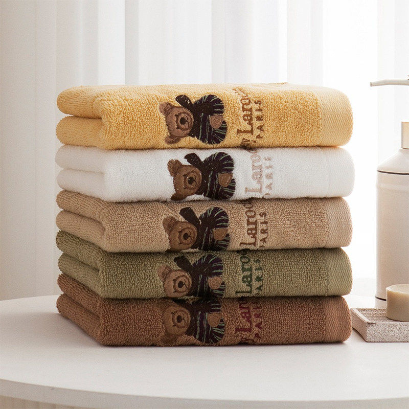 韩国进口小熊高端纯棉吸水面巾全棉A类可爱柔软男女家用洗脸毛巾