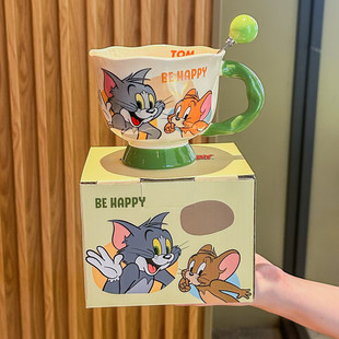 送男女生生日可爱猫和老鼠陶瓷马克杯儿童喝水杯实用伴手礼礼盒装