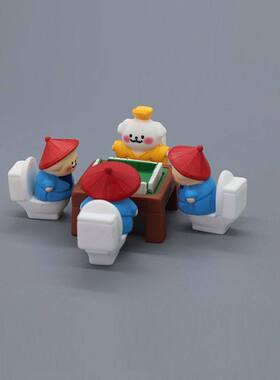 可爱卡通皇帝与狗官麻将摆件