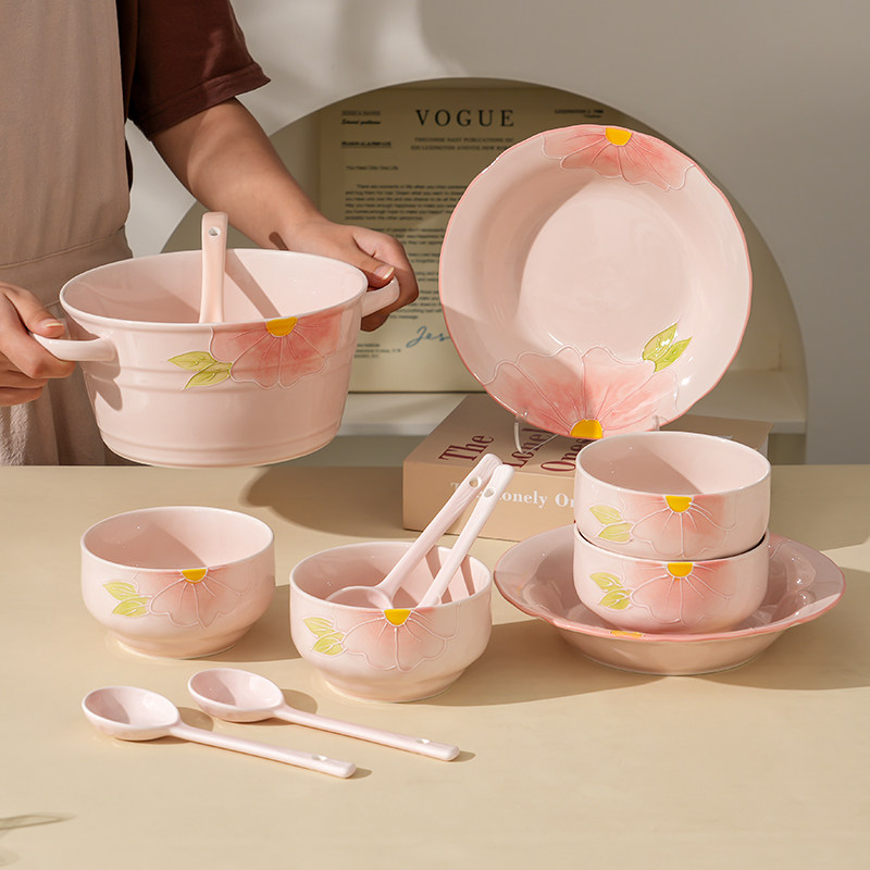 【12件套】清晨物语陶瓷碗盘勺汤碗酸菜鱼饭勺陶瓷盘子米饭碗,餐饮具,餐具瓷器套装,淘宝优惠券,粉丝福利购,淘宝优惠卷