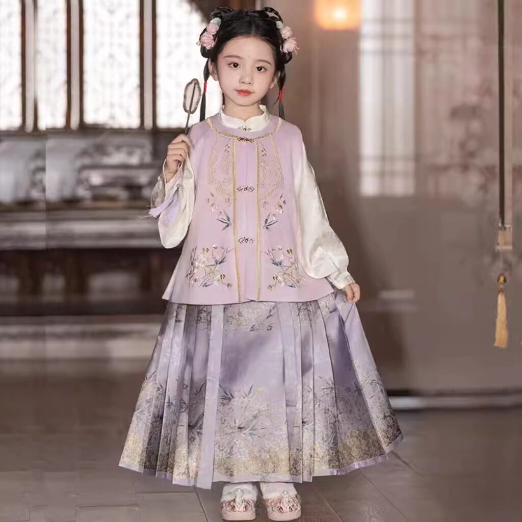 茉胭登鹊枝女童冬季新款中国风比甲马面裙套装古风汉服喜庆裙子红,童装/婴儿装/亲子装,汉服,淘宝优惠券,粉丝福利购,淘宝优惠卷