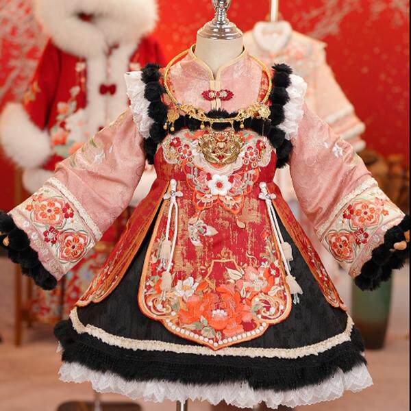 原创敦煌九色鹿女童连衣裙中华风刺绣国风lolita仙气短裙可爱过年,童装/婴儿装/亲子装,汉服,淘宝优惠券,粉丝福利购,淘宝优惠卷