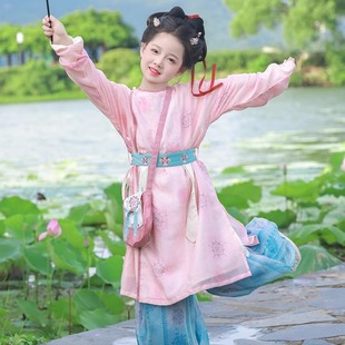 全程锦绣唐制圆领袍汉服女童中国风分体唐装国学服中小童宝宝裤装