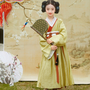 小安鱼女童明制汉服中国风交领右衽古装齐地襦裙超仙春装连衣裙