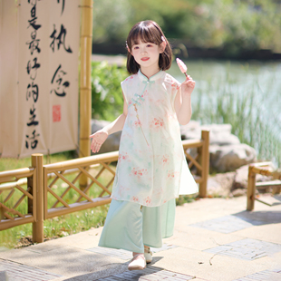 今兮古兮清卿女童新中式旗袍夏中国风印花古典连衣裙儿童超仙汉服