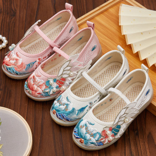 女童春夏布鞋儿童绣花鞋古风鞋老北京传统网纱童鞋民族风汉服鞋