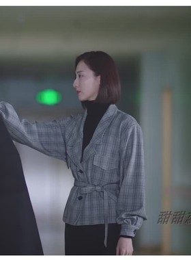 明星同款我知道你的秘密叶青顾初同款春夏格子上衣 宽松文艺外套