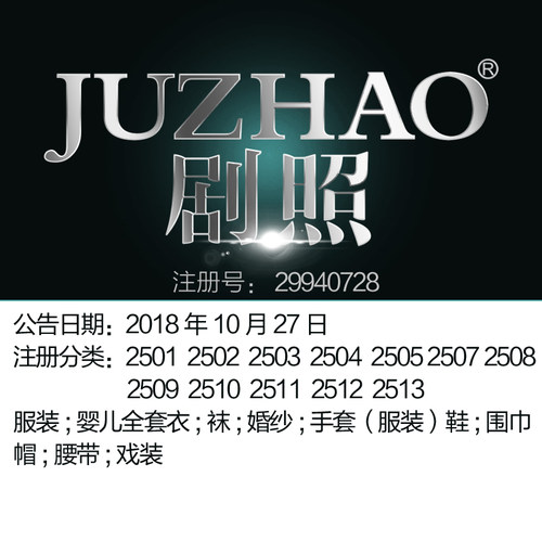 25类《剧照》大牌服装鞋帽女装婚纱;游泳衣江苏品牌商标转让出售