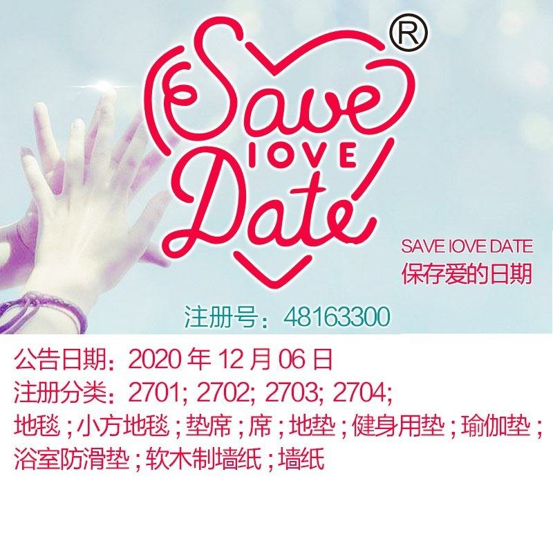 27类《SAVE IOVE DATE 保存爱的日期》地毯;垫席;北京商标出售