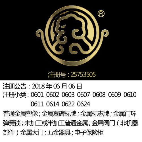 6类图形品牌永康商标出售《狮子》钢管金属门;五金器具;保险柜;锁