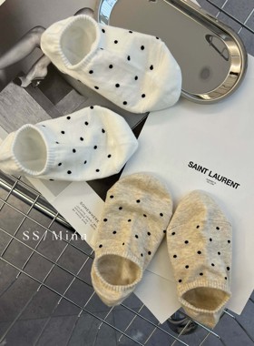 米娜家 韩国 现货 可爱波点浅口舒适棉料透气防臭船袜 SP314 301