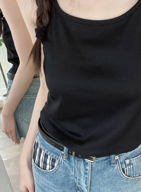 米娜家  U圆领性感修身短款细肩带内搭打底背心女 SP515 404