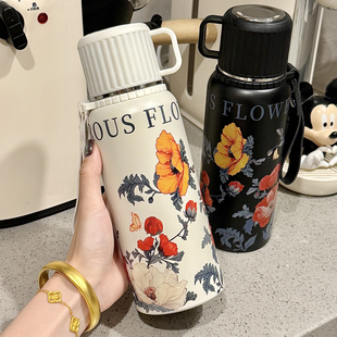 大号大容量保温杯女士高颜值2025新款水杯带盖喝水316不锈钢杯子