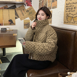 韩版短款立领波点90羽绒服女2025冬季新款加厚显瘦保暖白鸭绒外套，女装羽绒服，2C153