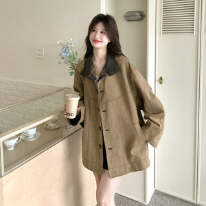 春装新款 拼接PU皮风衣外套2C153-8912-P185K278图片