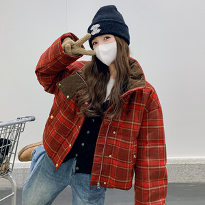 冬季 新年圣诞红色格子90白鸭绒羽绒服2C153-8038-P275K398图片