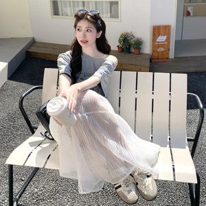 休闲运动露肩T恤半身裙套装女夏2025新款两件套ootd穿搭减龄韩系图片