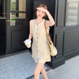 夏装新款米白色无袖上衣+短裤2C153-816-P145K208，女装套装/套裙，2C153