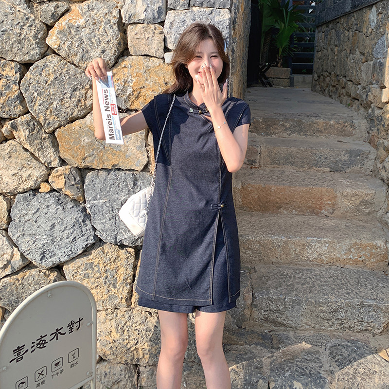 ~新款软牛仔风两件套套装上衣+短裤2502-P145K198,女装套装/套裙,2C153