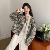 新款短款麻料印花外套2C153-3376-P155K228，女装短外套，2C153