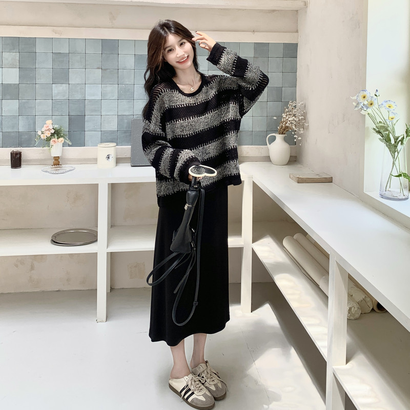 春装新款条纹毛衣+连衣裙2C153-883-P145K218,女装套装/套裙,2C153