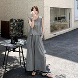 韩版气质波点木耳边减龄套装女夏季无袖马甲显瘦休闲阔腿裤两件套，女装套装/套裙，2C153