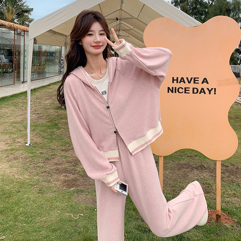春装大货2026春装粉色拼接卫衣套装3352-P165K238,女装套装/套裙,2C153