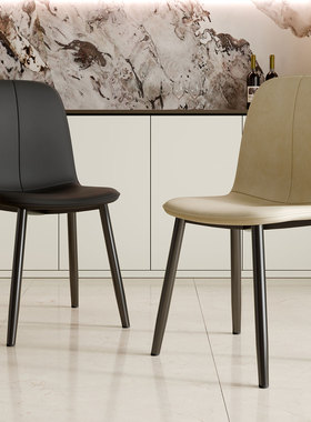 小户型餐椅省空间北欧轻奢家用靠背椅子现代简约餐桌凳子铁艺皮椅