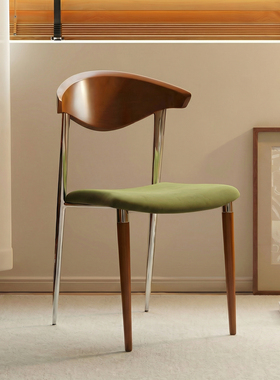 餐椅轻奢高级感设计师款椅子中古单椅实木椅家用餐桌椅极简书桌椅