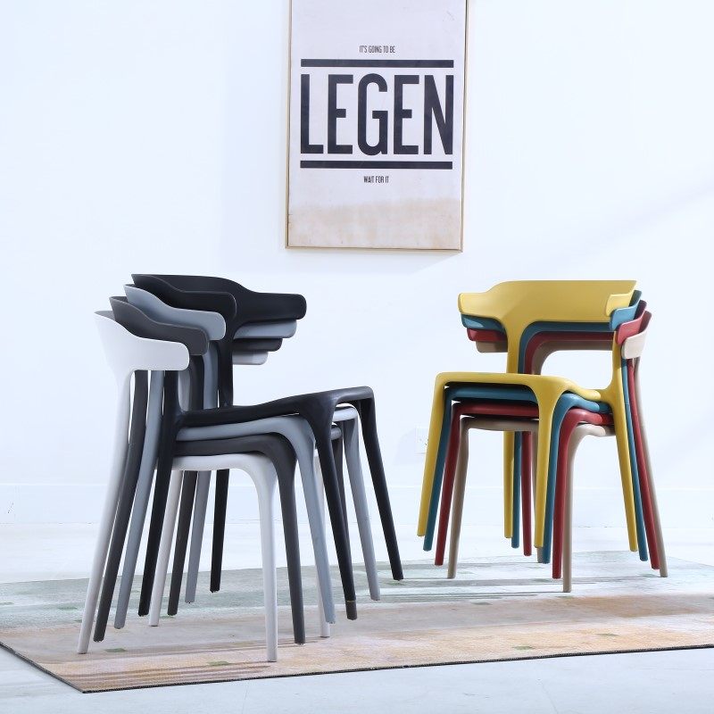 现代简约家用餐椅成人靠背椅加厚塑料凳可叠放牛角椅子网红书桌凳,住宅家具,餐椅,淘宝优惠券,粉丝福利购,淘宝优惠卷