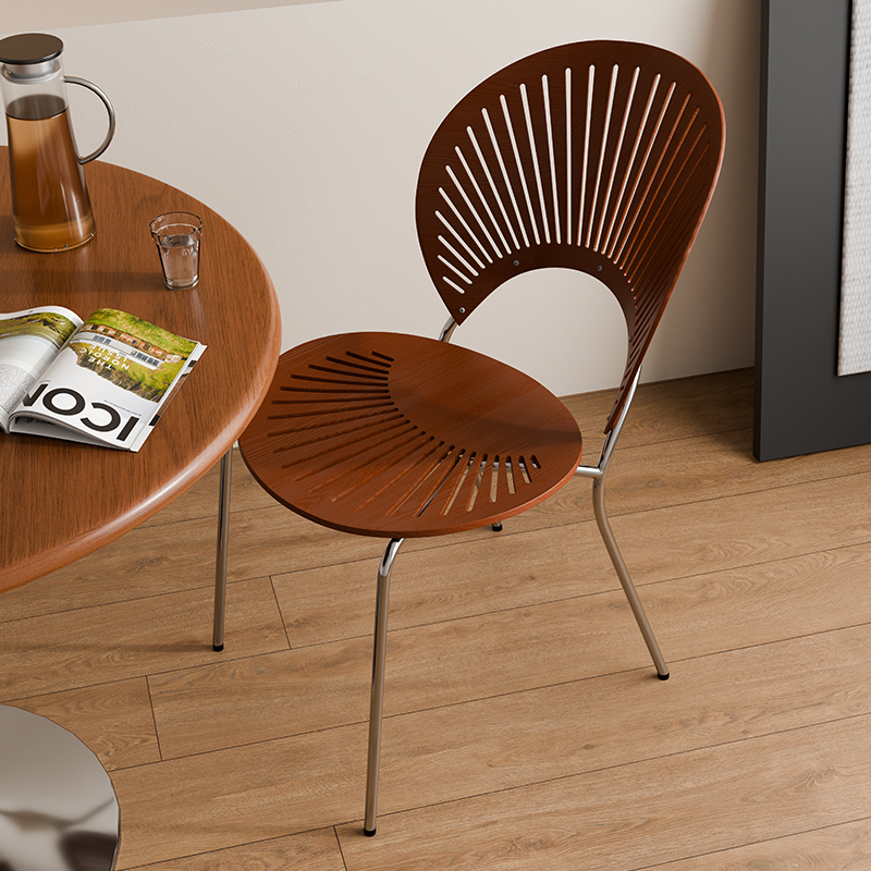 犇超家具家用靠背实木餐椅贝壳椅