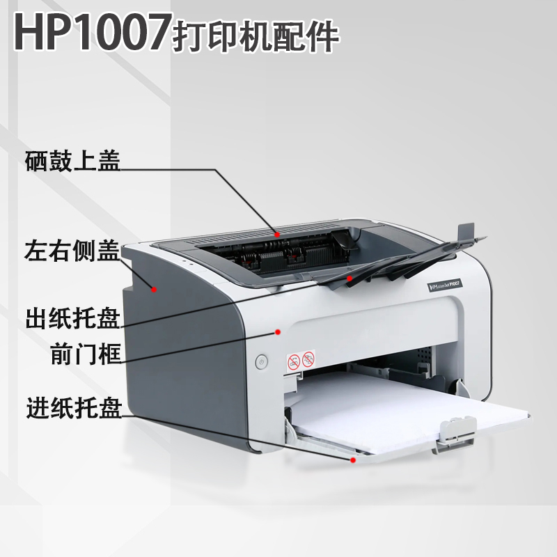 翔彩 适用惠普HP 1007 1008打印机出纸托盘 hp 1102 1106 1108进纸盘 接纸托盘 前门框 侧盖边盖 顶盖上盖板