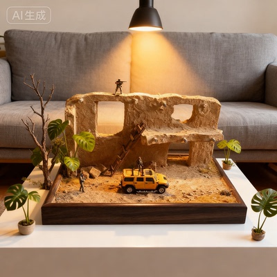 纯手工车模军模坦克手办微景观沙盘模型场景定制微缩地台拍摄道具