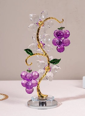 水晶葡萄藤装饰摆件手工水晶果蔬摆设家居客厅工艺品