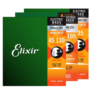 Elixir伊利克斯贝斯弦bass不锈钢镀膜四弦五弦电贝司琴弦单5弦6弦