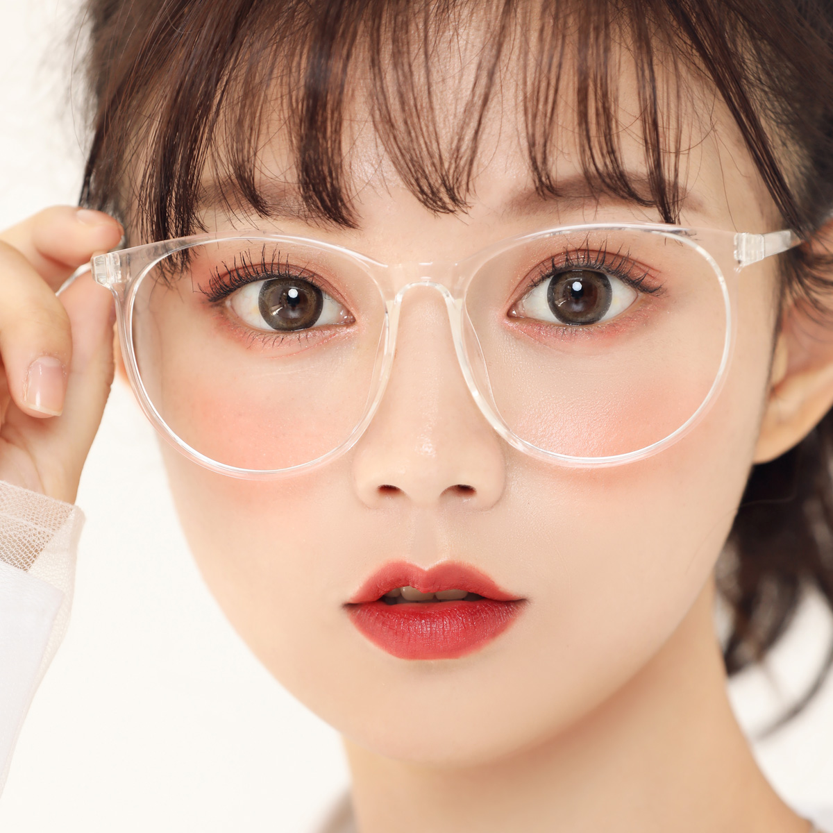 透明眼镜女ins大框可配近视眼镜全透明超轻镜框女白色框眼镜学生