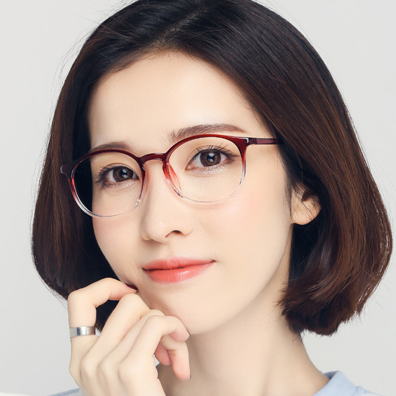 防蓝光近视眼镜女学生圆框眼镜女复古韩国渐变色眼睛框超轻