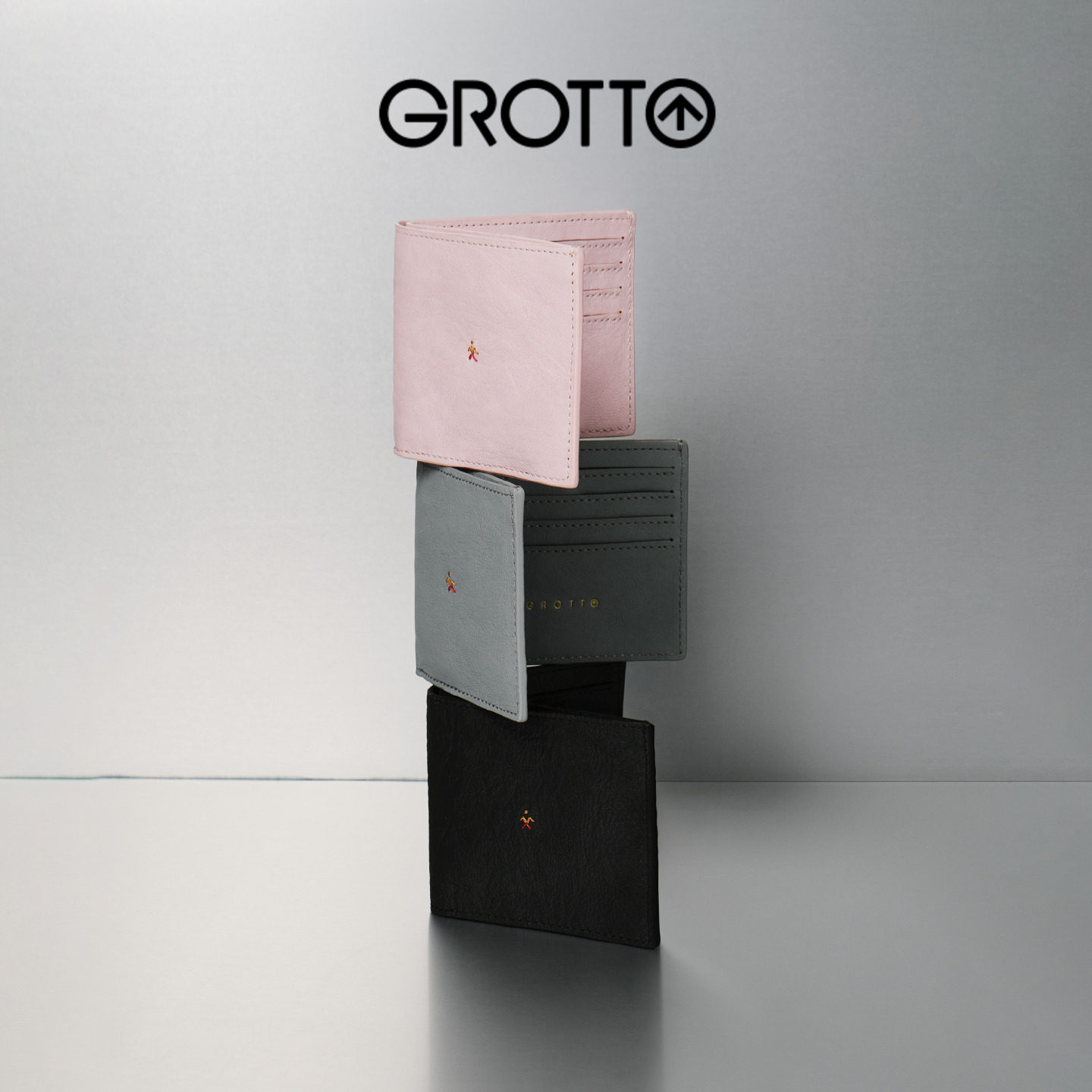 GROTTO个乐轻奢褶皱羊皮童趣女士两折卡夹卡包钱包礼物 - 实物图
