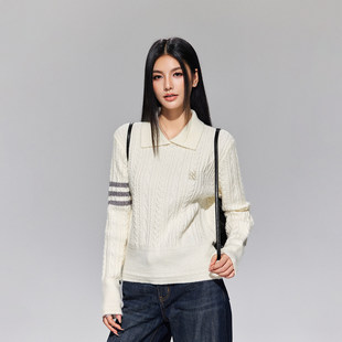 【Achock官方店】简约基础提花翻领修身针织衫秋冬纽扣氛围感毛衣