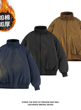 NKAOL美式复古夹克棉服男cleanfit高级感痞帅短款棉衣加厚外套