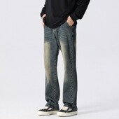 休闲vibe裤 新因素美式 直筒宽松修身 男款 子 高街复古水洗深蓝牛仔裤