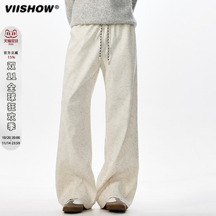 高街微喇裤 VIISHOW美拉德复古暗纹斜切卫裤 男秋季 美式 直筒休闲裤