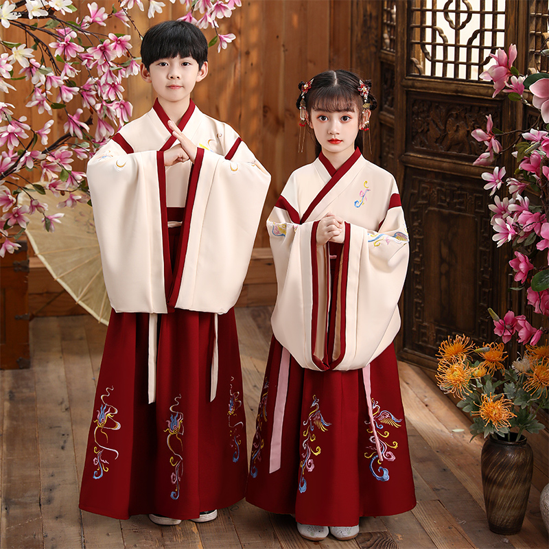 男童漢服兒童唐裝中國風女童古裝古風帥氣小學生夏季國學演出服裝