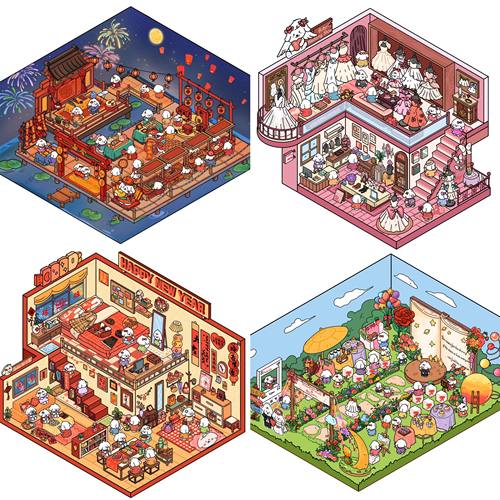 雀麦Bobo2.0场景贴免剪3D魔法世界立体叠堆造景贴纸解压微缩贴diy