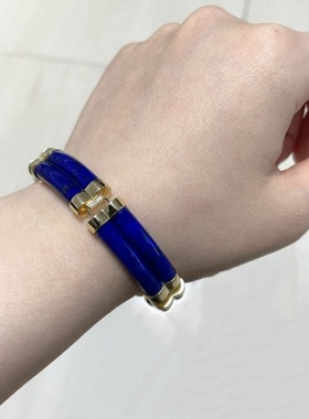 大青坊青金石K金欧美双管柱手链