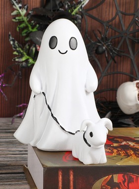 万圣节小幽灵遛狗摆件创意家居